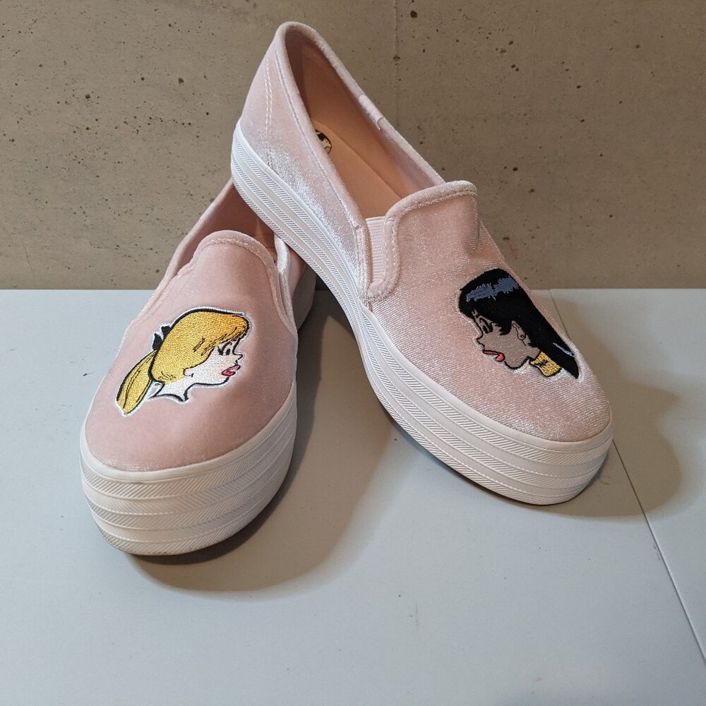 Keds X Archie Betty Veronica Pink Velvet Platform Sneakers Riverdale US 9.5